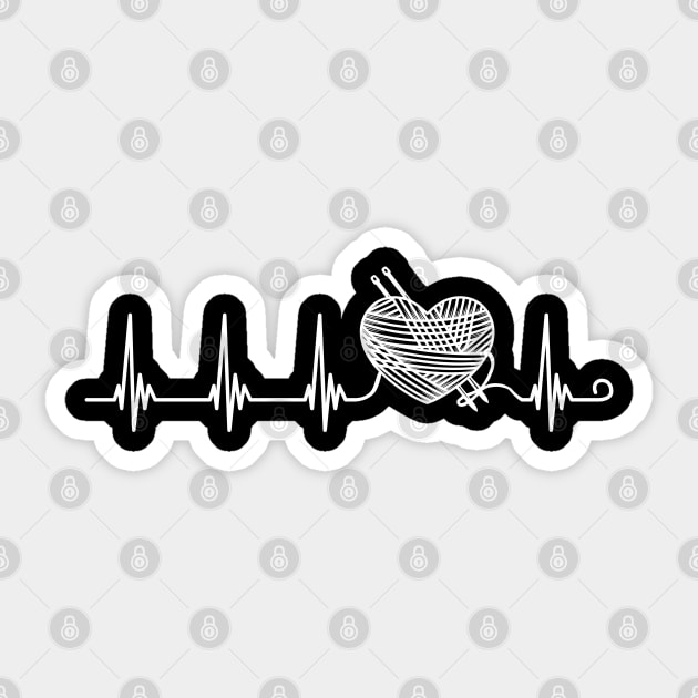 Knitting Sewing Crocheting with Passion Heartbeat Bright Sticker by Gift Designs